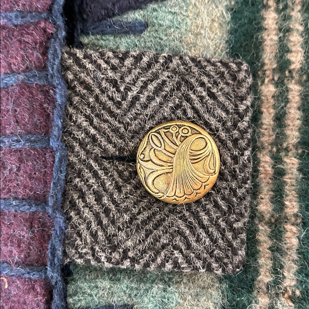 Patchwork Wool Blend Button Jacket In Plum, Navy … - image 5